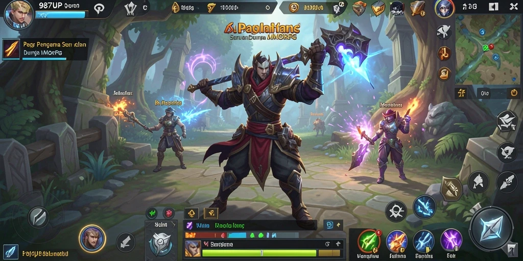 Screenshot gameplay 987UP yang menampilkan aksi petualangan MMORPG.