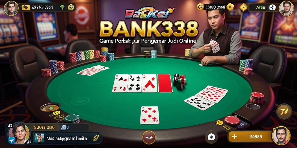 Screenshot utama BANK338 menampilkan gameplay Poker yang mendebarkan.