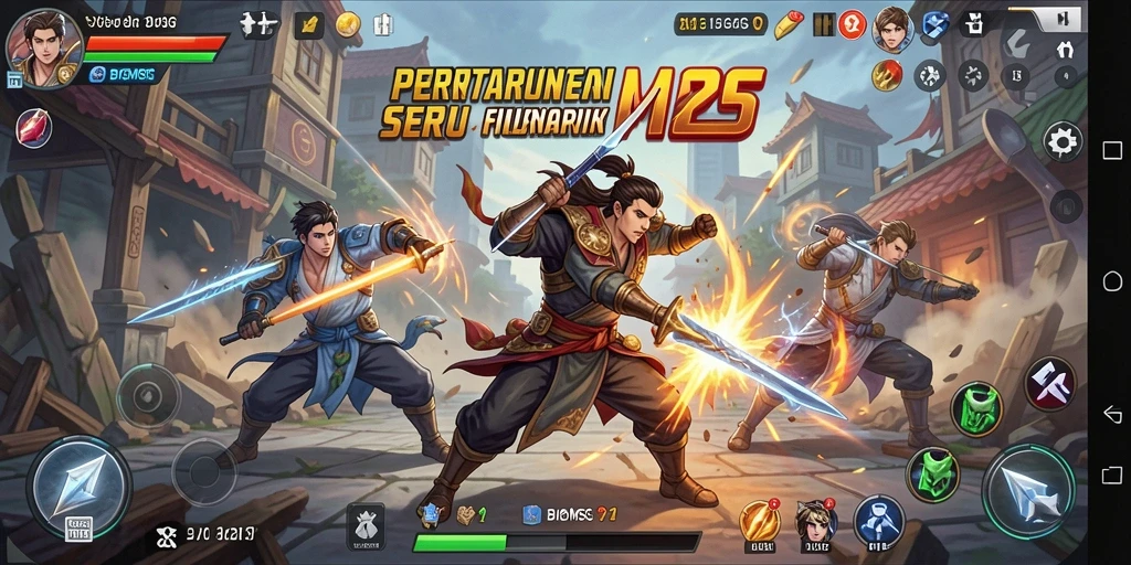 Tampilan gameplay BIGMSG dengan pertarungan seru dan efek visual menarik.