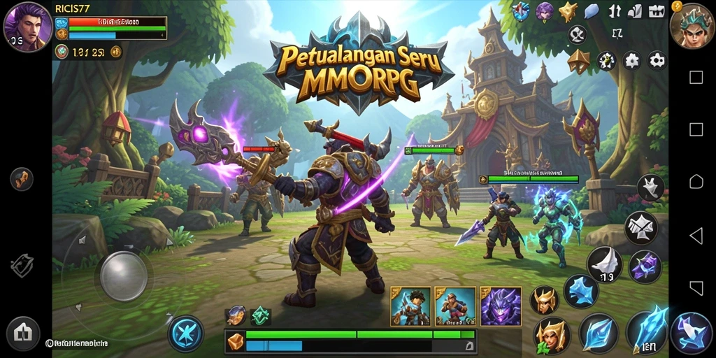 Screenshot dari gameplay RICIS77 yang menampilkan pertempuran seru di dunia MMORPG.