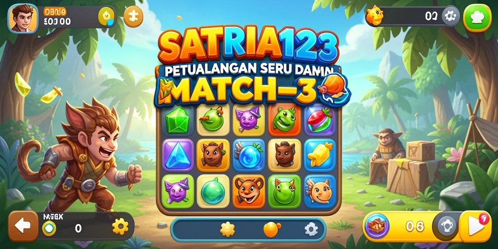 Screenshot gameplay SATRIA123 dengan aksi match-3 yang seru.